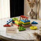 Wooden Geometric Blocks Board Toys