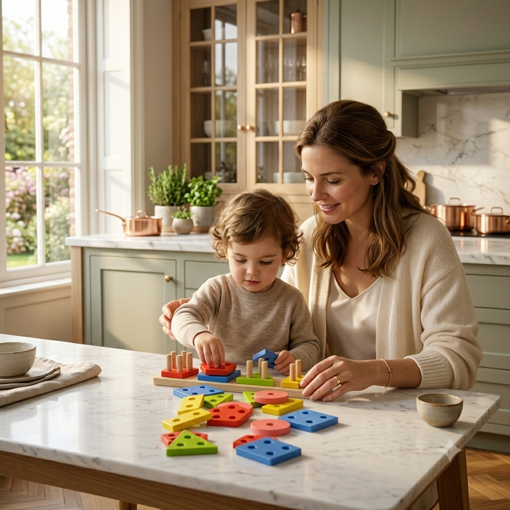 Wooden Geometric Blocks Board Toys