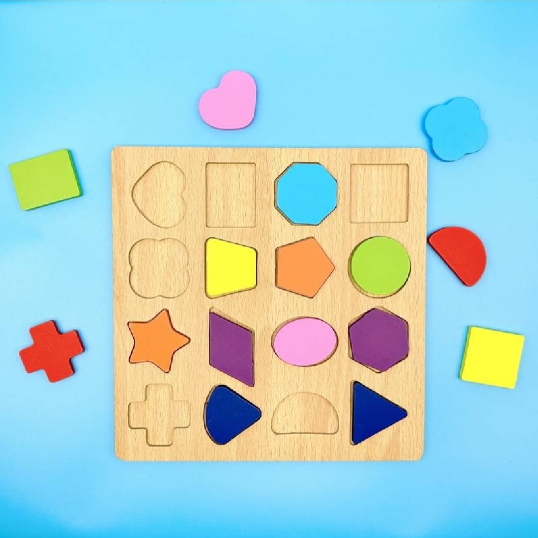Wooden Geometric Shapes Cognitive Board Puzzle