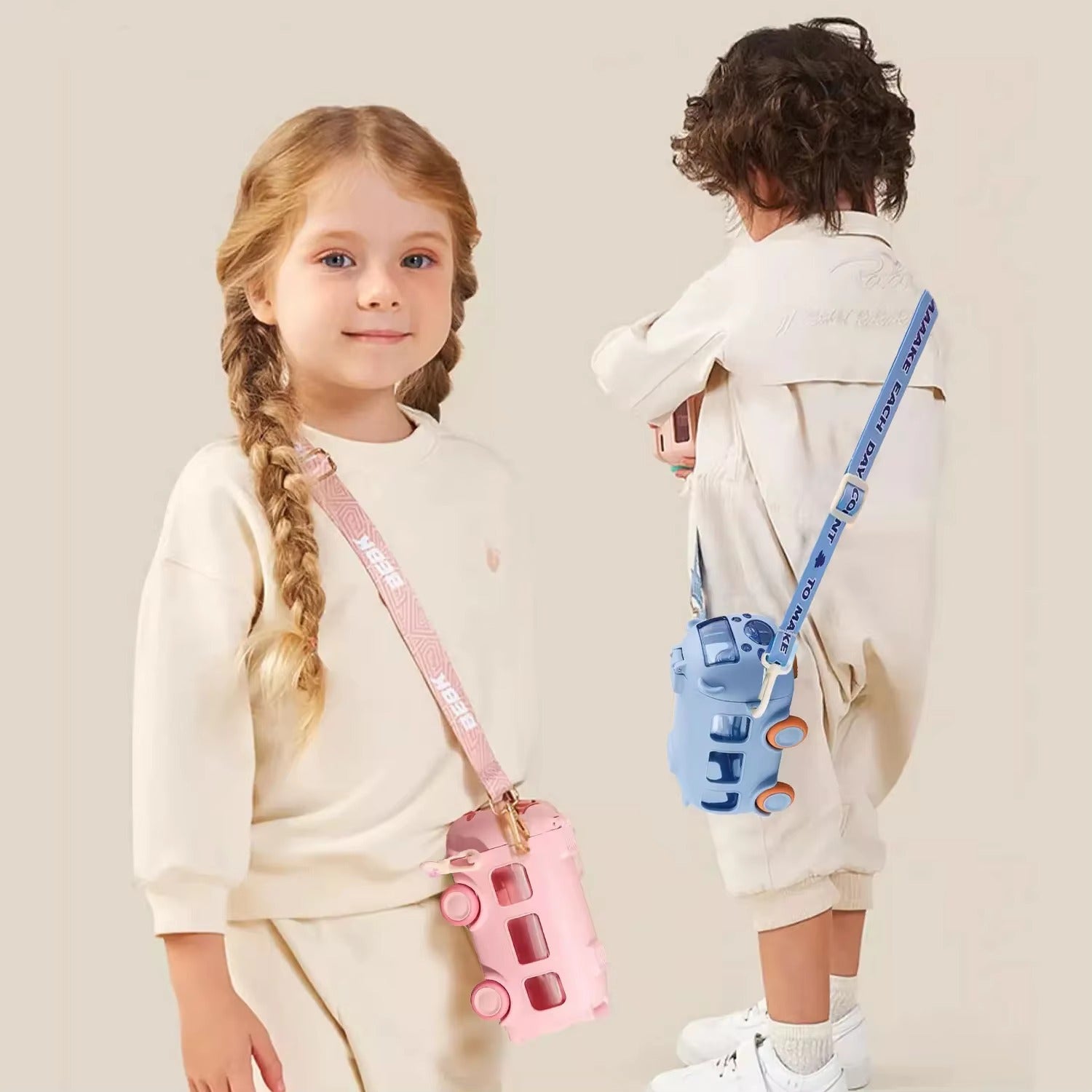 School Bus Water Bottle With Strap 500ML