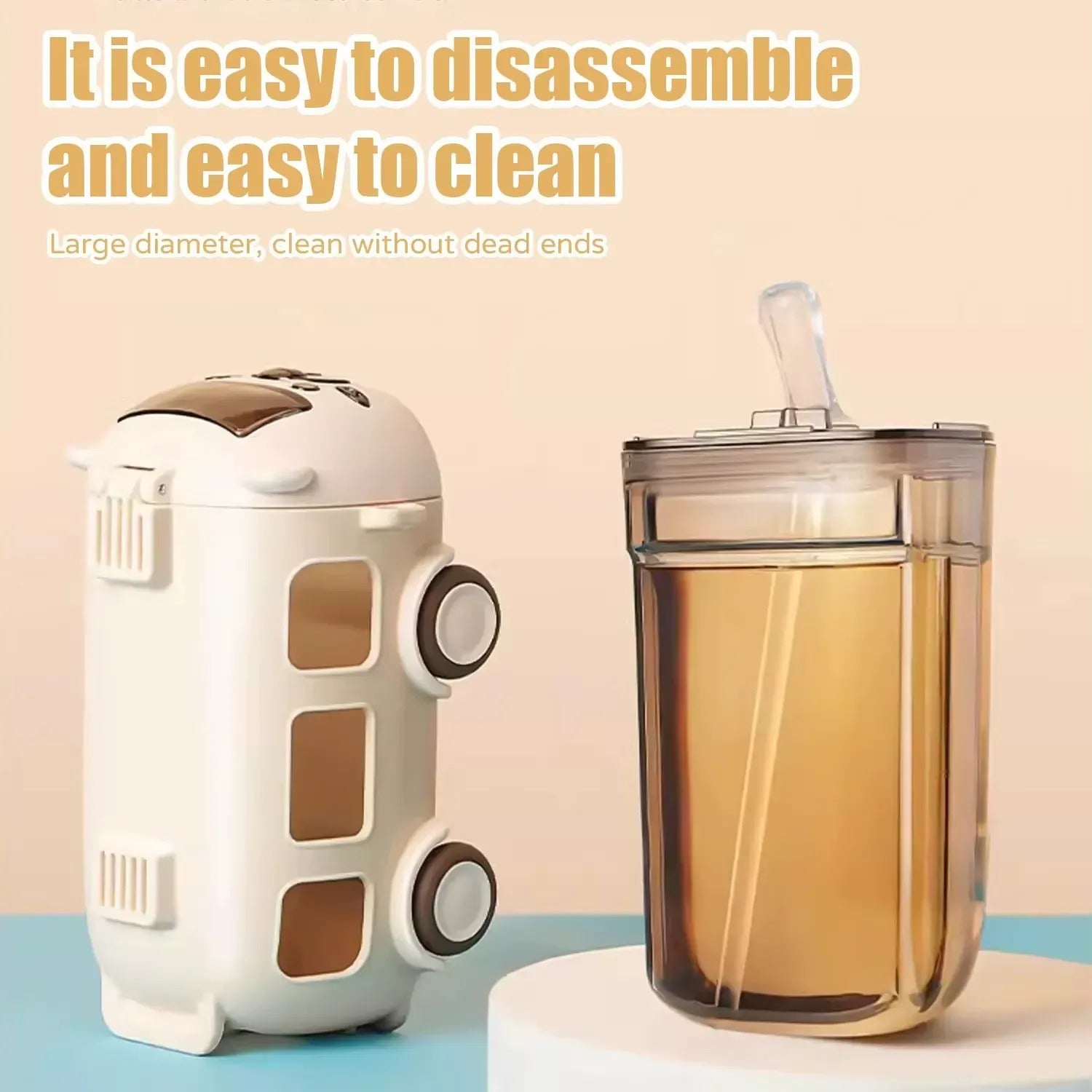 School Bus Water Bottle With Strap 500ML