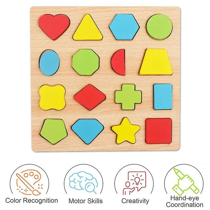 Wooden Geometric Shapes Cognitive Board Puzzle