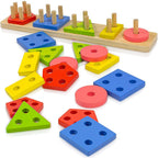 Wooden Geometric Blocks Board Toys
